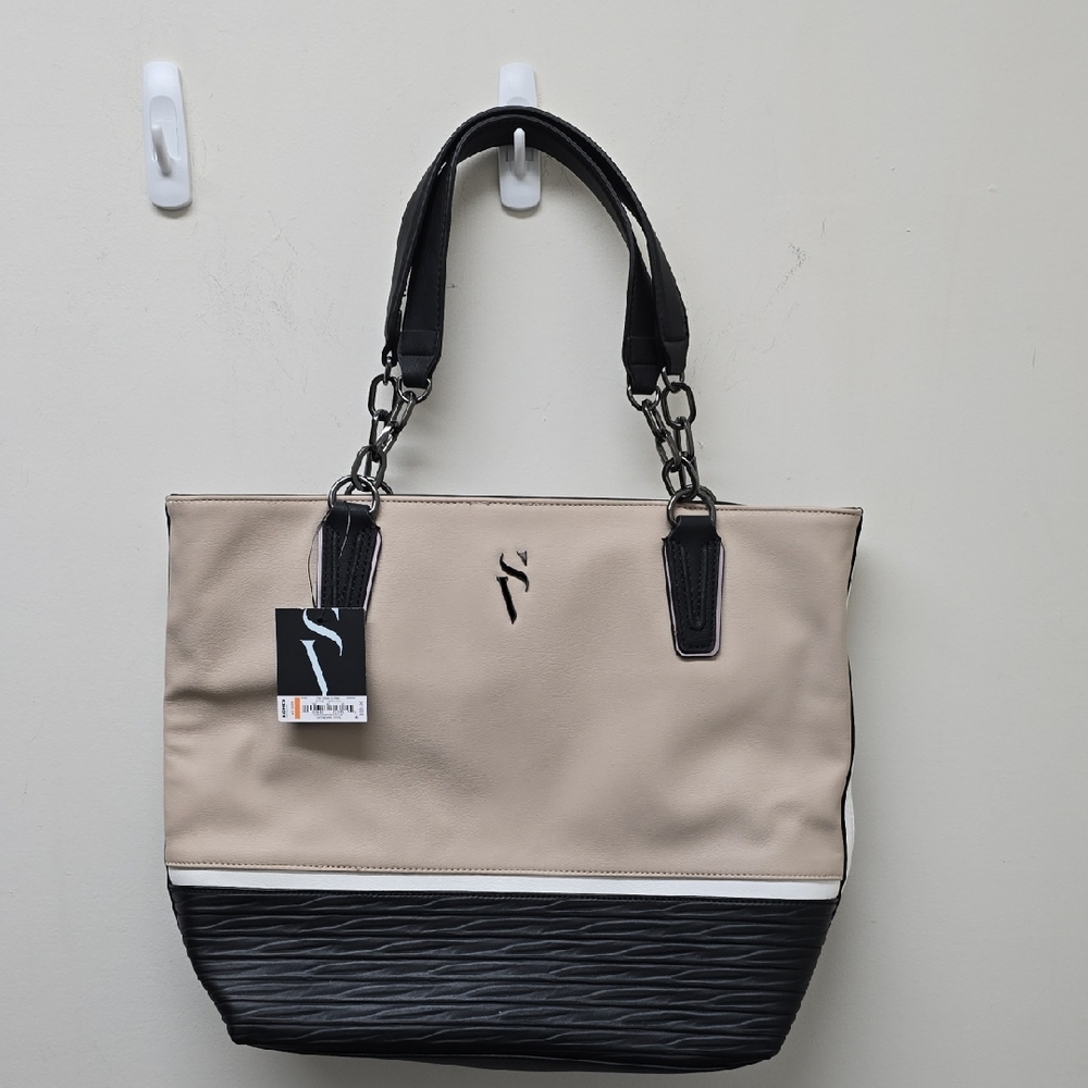 Simply VERA VERA WANG Stylish Black and Tan Tote Bag